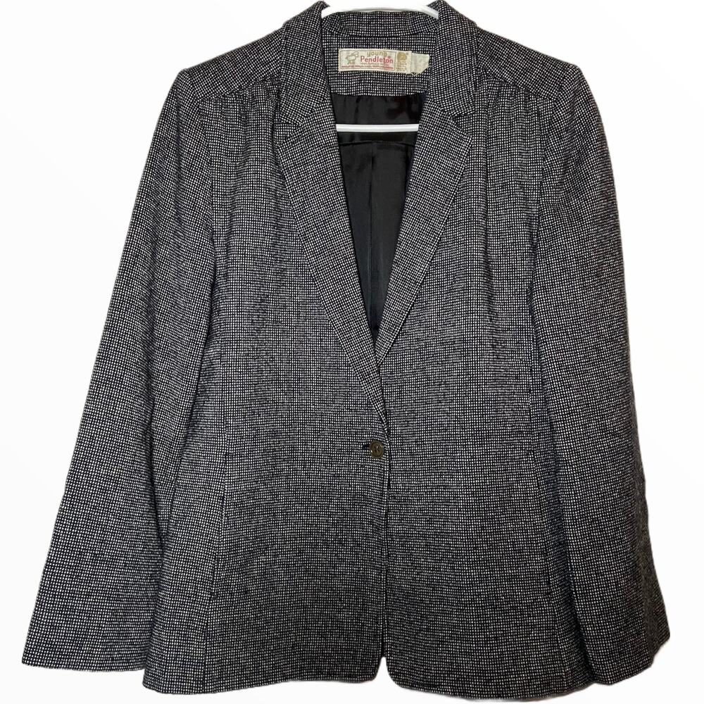 Vintage Young Pendleton Blazer USA Pure Wool One-Button Notch Lapel Gray XL